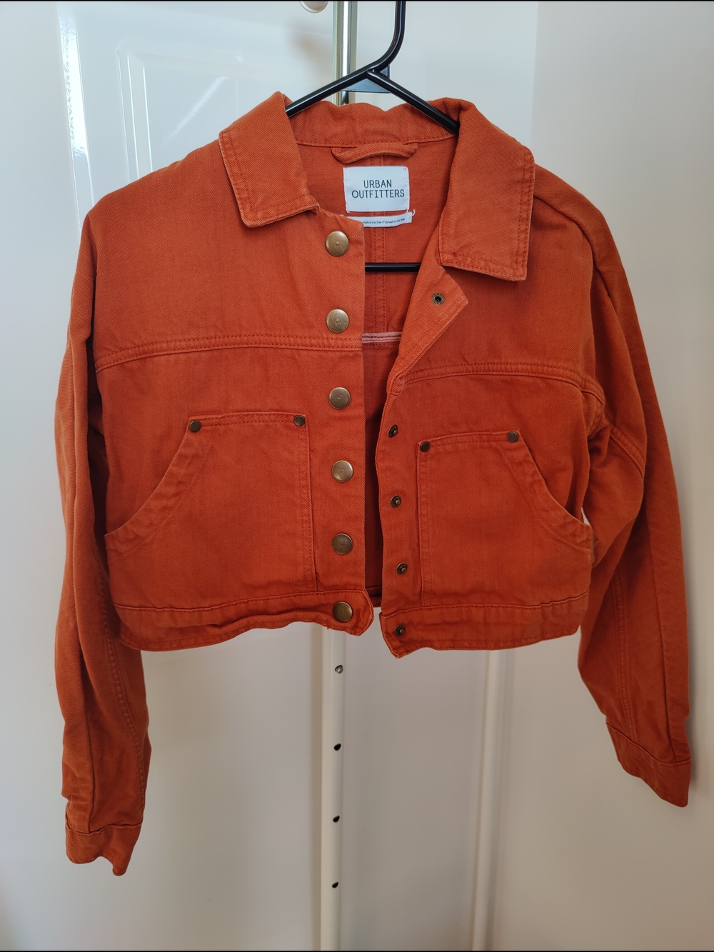 Urban Outfitters Orange Cropped Jean Jacket